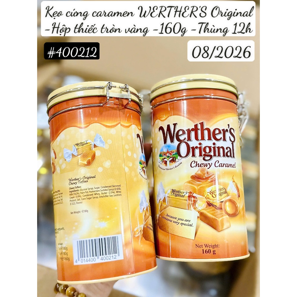 Kẹo caramen WERTHER'S Original  ĐỨC - hộp thiếc sang trọng