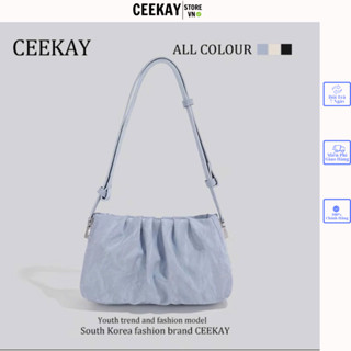 𝑪𝑬𝑬𝑲𝑨𝒀 𝑩𝑨𝑮  Túi Xách Nữ Ceekay Chất Da Mềm Mịn Phối Họa Tiết Nhún Phong Cách Basic Nhẹ Nhàng - Túi Xách Ceekay Kiểu Nhún