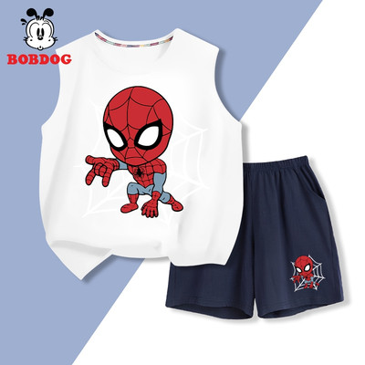 SALE HÈ Bộ bé trai BOBDOG, set quần áo ba lỗ chất cotton thoáng mát in hình NGƯỜI NHỆN cho bé BD-BDO60