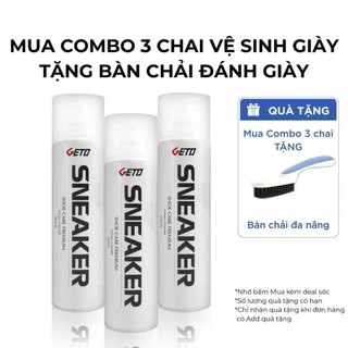  Bình xịt tạo bọt vệ sinh giày Sneark Geto 300ml - Chai dung dịch giặt khô lau giầy thể thao trắng 