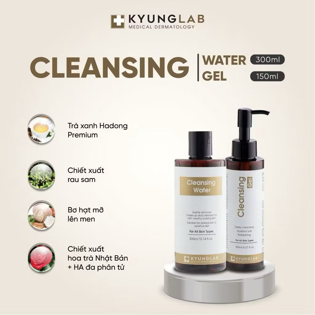 Sữa Rửa Mặt Kyung Lab Cleansing Gel 150ml và Nước Tẩy Trang Kyung Lab Cleansing Water 300ml