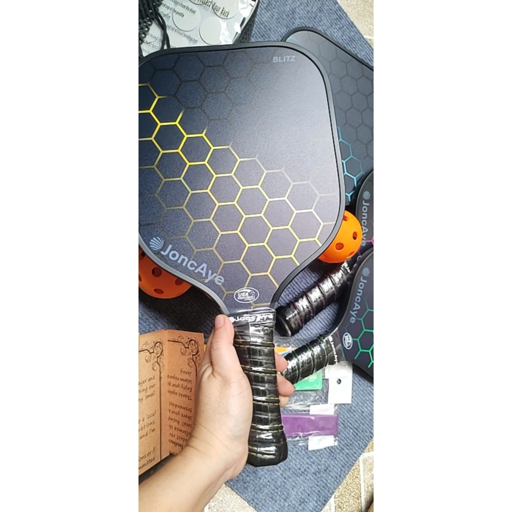 Vợt Pickleball Jonc Aye USA Chính Hãng tặng kèm 1 banh – Sợi Carbon màu lá / dương / hồng /vàng