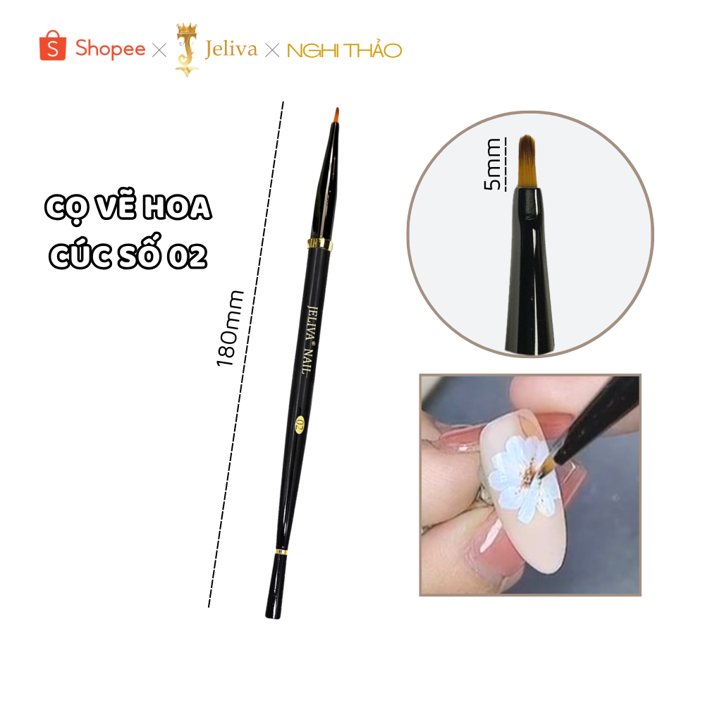 Cọ hoa cúc, cọ vẽ móng JELIVA số 02 Nghi Thảo Nails