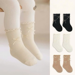 Tất cổ cao Nemo Baby chất liệu cotton cao cấp viền bèo đính nơ cho bé gái sơ sinh đến 3 tuổi TAD136