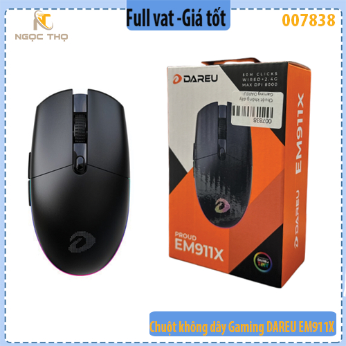 Chuột không dây Gaming DAREU EM911X – Hiệu năng đỉnh, LED RGB, chính hãng, full VAT