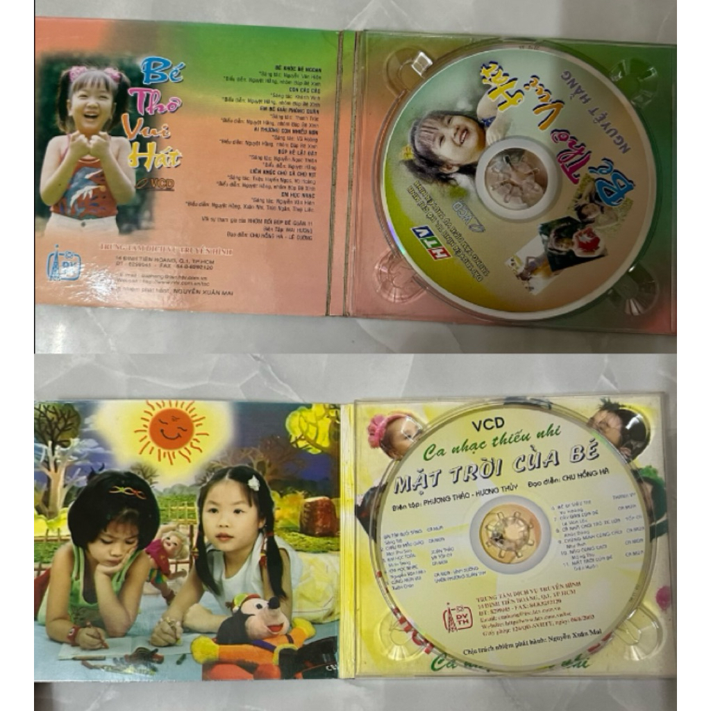 Combo 2 vcd gốc lòng trắng BÉ THƠ VUI HÁT - bé Nguyệt Hằng . MẶT TRỜI CỦA BÉ Đài Truyền Hình TPHCM .
