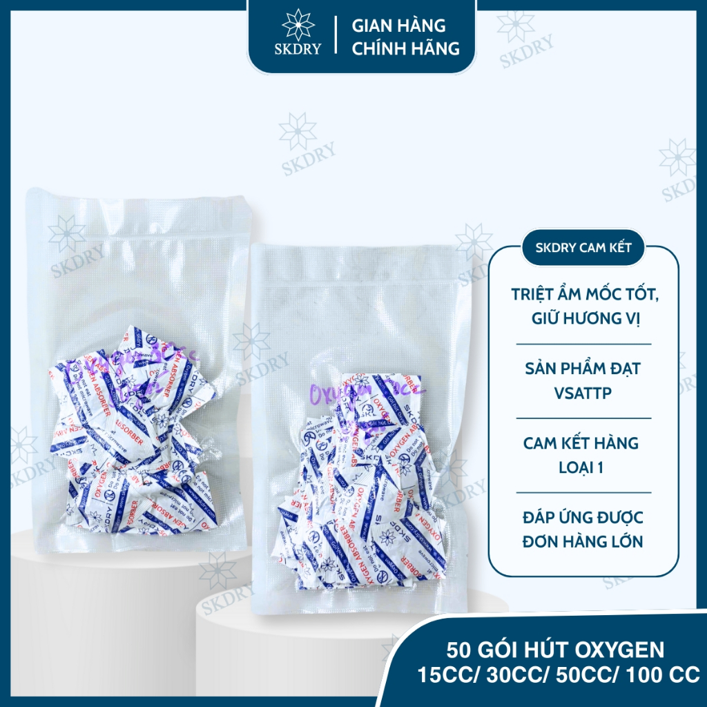 [Hàng loại 1] 50 GÓI HÚT KHÍ OXY- OXYGEN 15cc/30cc/50cc/100cc dùng cho thực phẩm cần ngăn ngừa nấm m