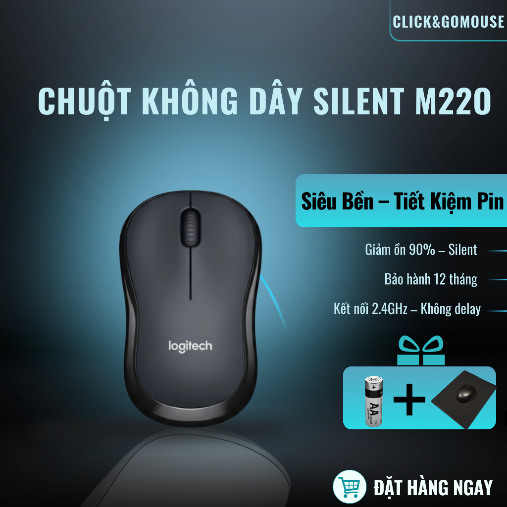 Chuột Không Dây Chuột Silent Logitech M220 Chuột Máy Tính Siêu Yên Tĩnh Phù Hợp Làm Việc Văn Phòng Học Tập