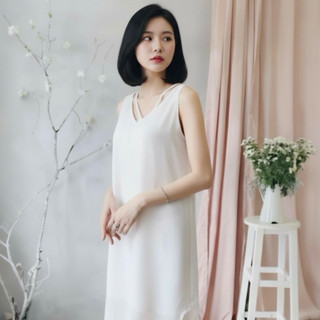 Đầm maxi voan trắng, váy suông, váy vintage (kèm hình thật)