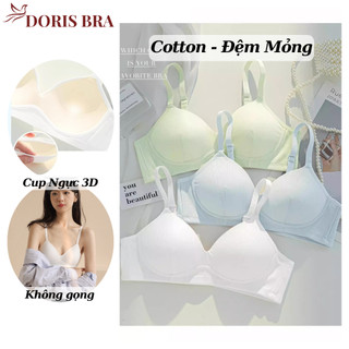  Áo lót nữ đệm mỏng DORIS AL625 Áo ngực học sinh không gọng cotton gân tăm đệm mỏng vạt chéo sexy mềm mại 