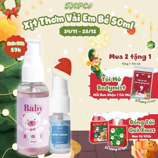  2 Chai Xịt thơm 50ml & Bodymist 10ml quần áo hương Baby em bé - Xịt Thơm Quần Áo và Vải Fabric Perfume Hương em bé 