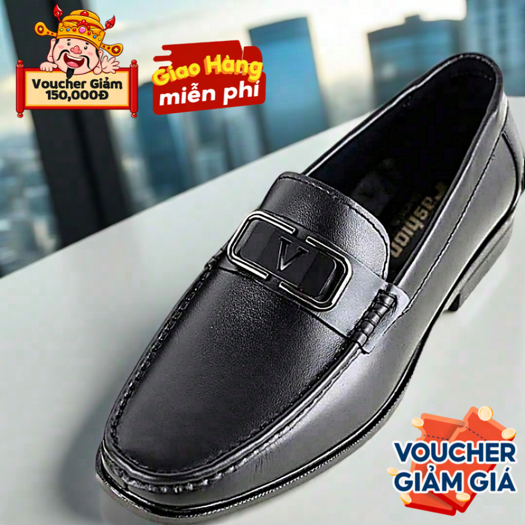 Giày Lười Da Nam, Giày Tây Nam Công Sở Volo Đế Cao 4.5 cm,G12 Giày Thiết Kế Chuẩn Form Bền và Êm, BH 12 Tháng