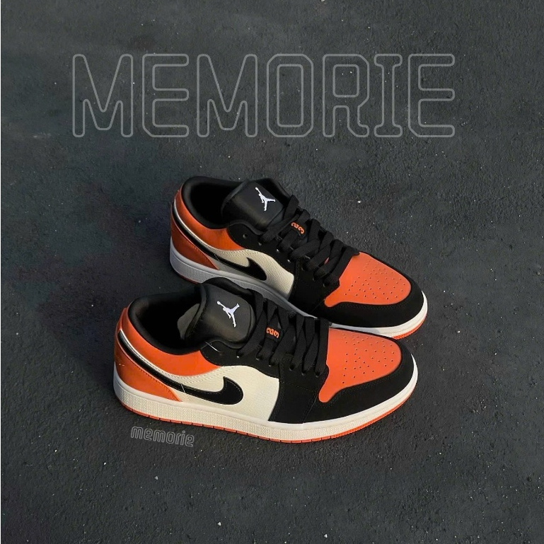 Giày Sneaker Jd 1 Low Orange Black White Cam Đen