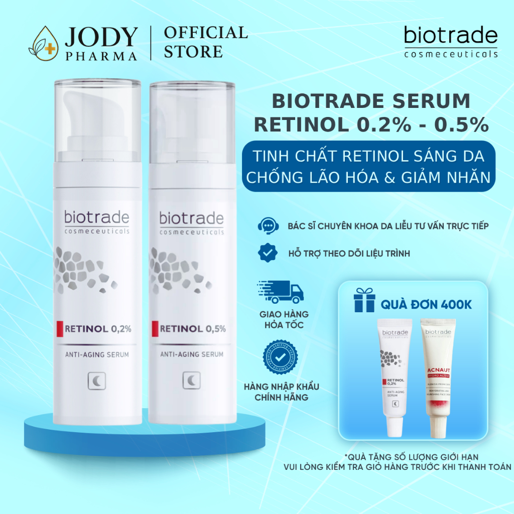 [HÀNG CÔNG TY] Tinh chất Retinol hỗ trợ trẻ hóa căng bóng Biotrade Anti-Aging Retinol 0,2% - 0.5%