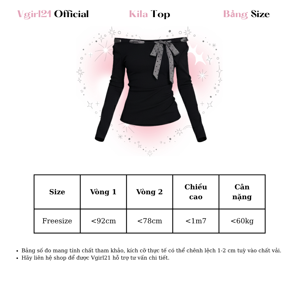 [Deal Mở Bán] - KILA TOP - Áo Nữ Tay Dài Vgirl Bẹt Vai Kèm Dây Hoạ Tiết Chấm Bi Freesize Dễ Phối Đồ Douyin | BigBuy360 - bigbuy360.vn