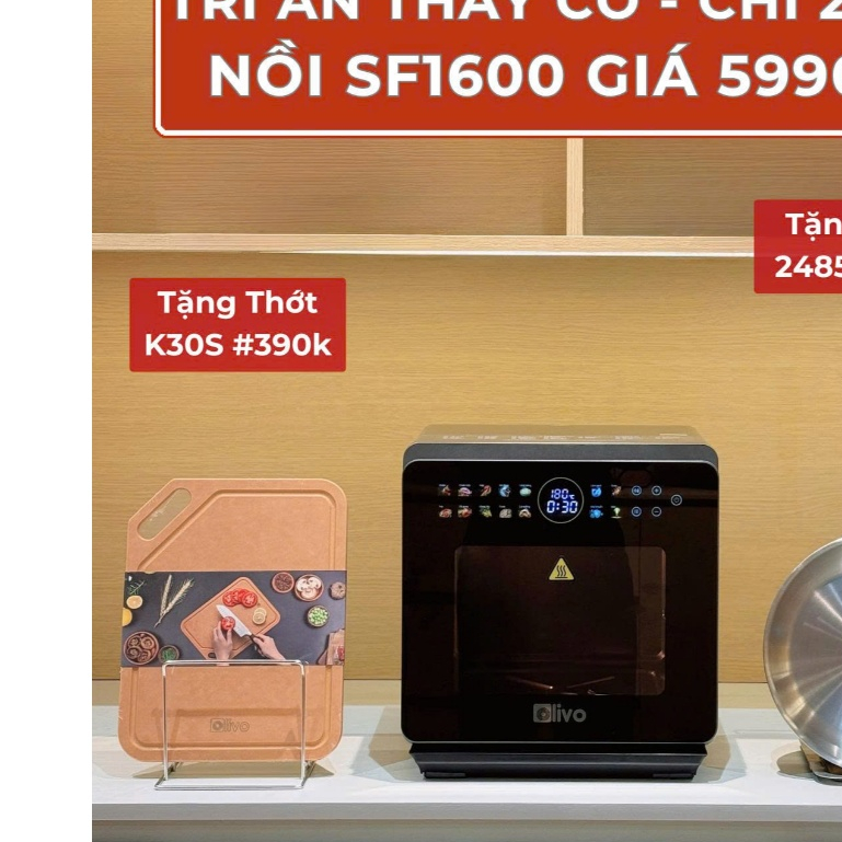 Nồi chiên hấp đa năng OLIVO SF1600 phiên bản 2025 với 70 Chương Trình, Dung Tích 16L - 2800W, full p