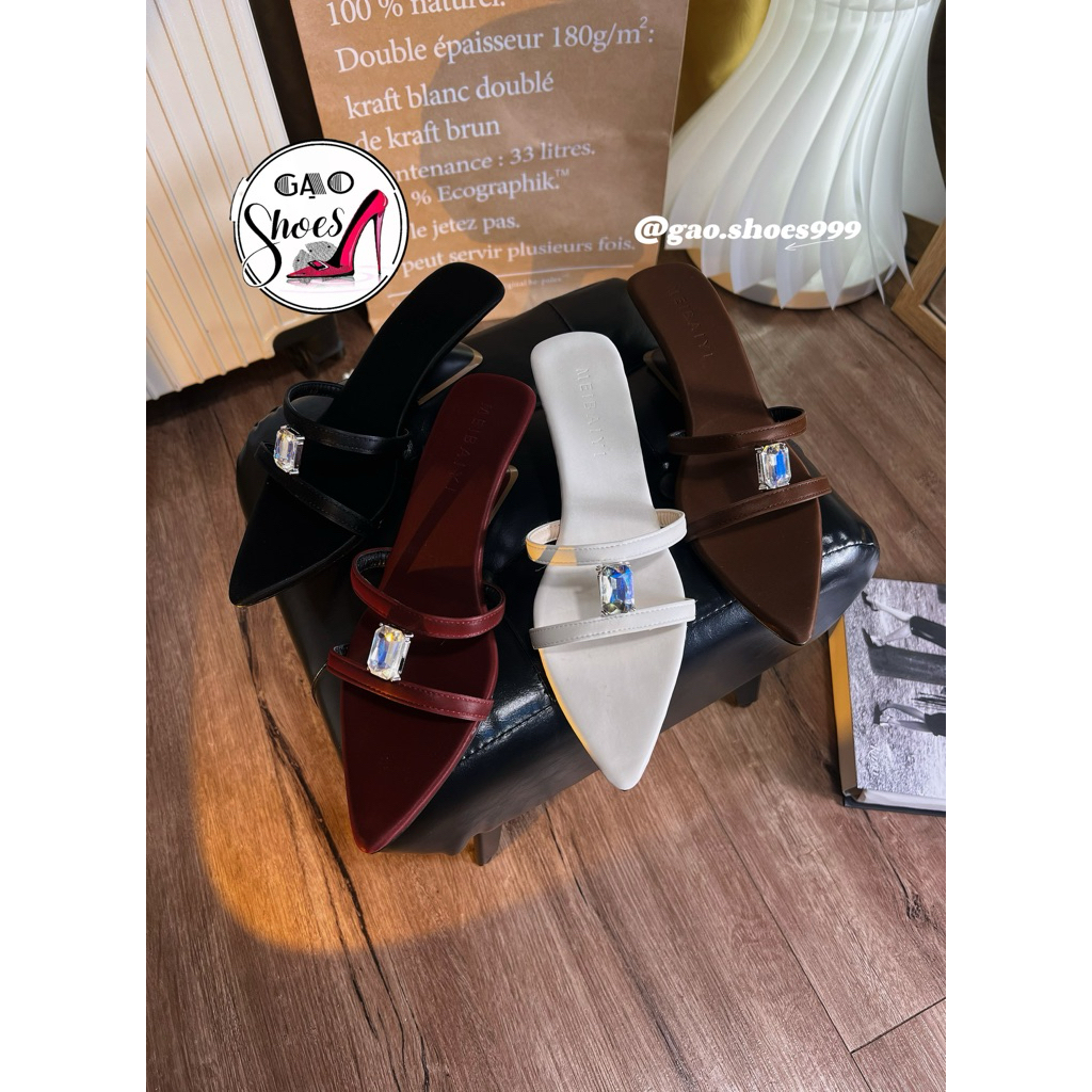 Gạo.Shoes [Có BIGSIZE] Guốc Xuồng Nữ Mũi Nhọn Cao 5CM, Quai HỘT ĐÁ CAO CẤP, Sang Chảnh.