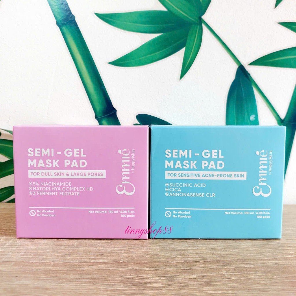 Hộp 100 Miếng Mask Pad làm dịu, sáng da, mờ thâm SEMI GEL MASK PAD Emmie by HappySkin 180ml