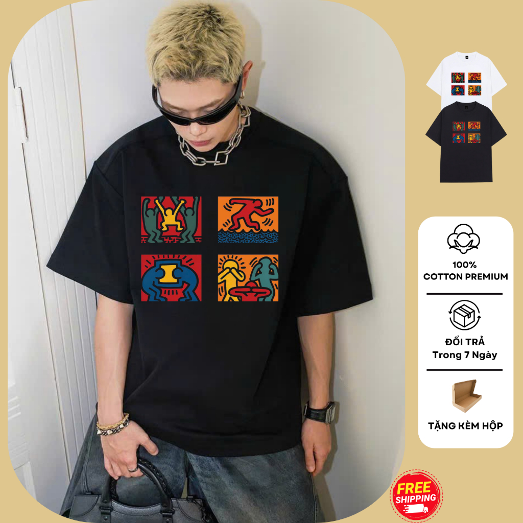 Áo Thun Unisex In Hình Nghệ Thuật Abstract – Áo Thun Graphic Streetwear Form Rộng Nam Nữ -MS013