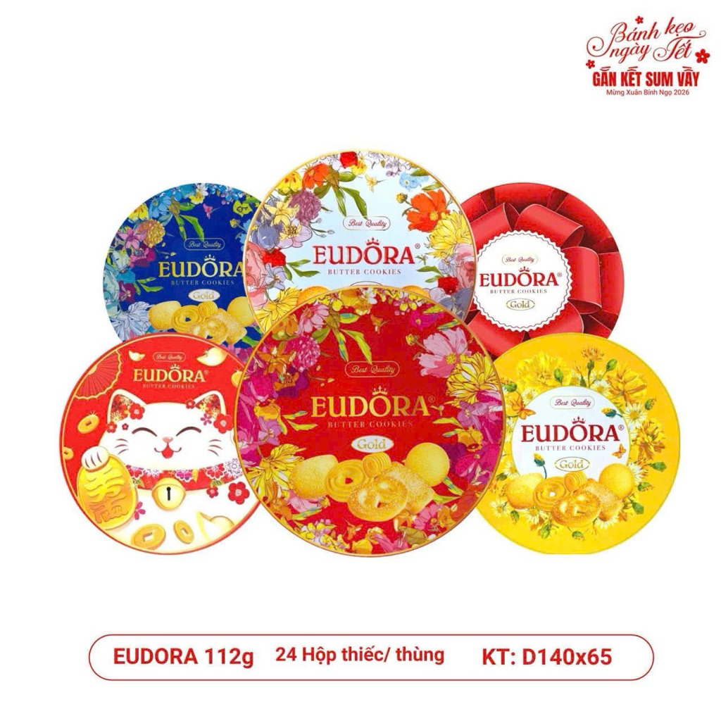 (sỉ ib,sẵn)Bánh Quy Bơ Eudora Hộp Thiếc 112gr