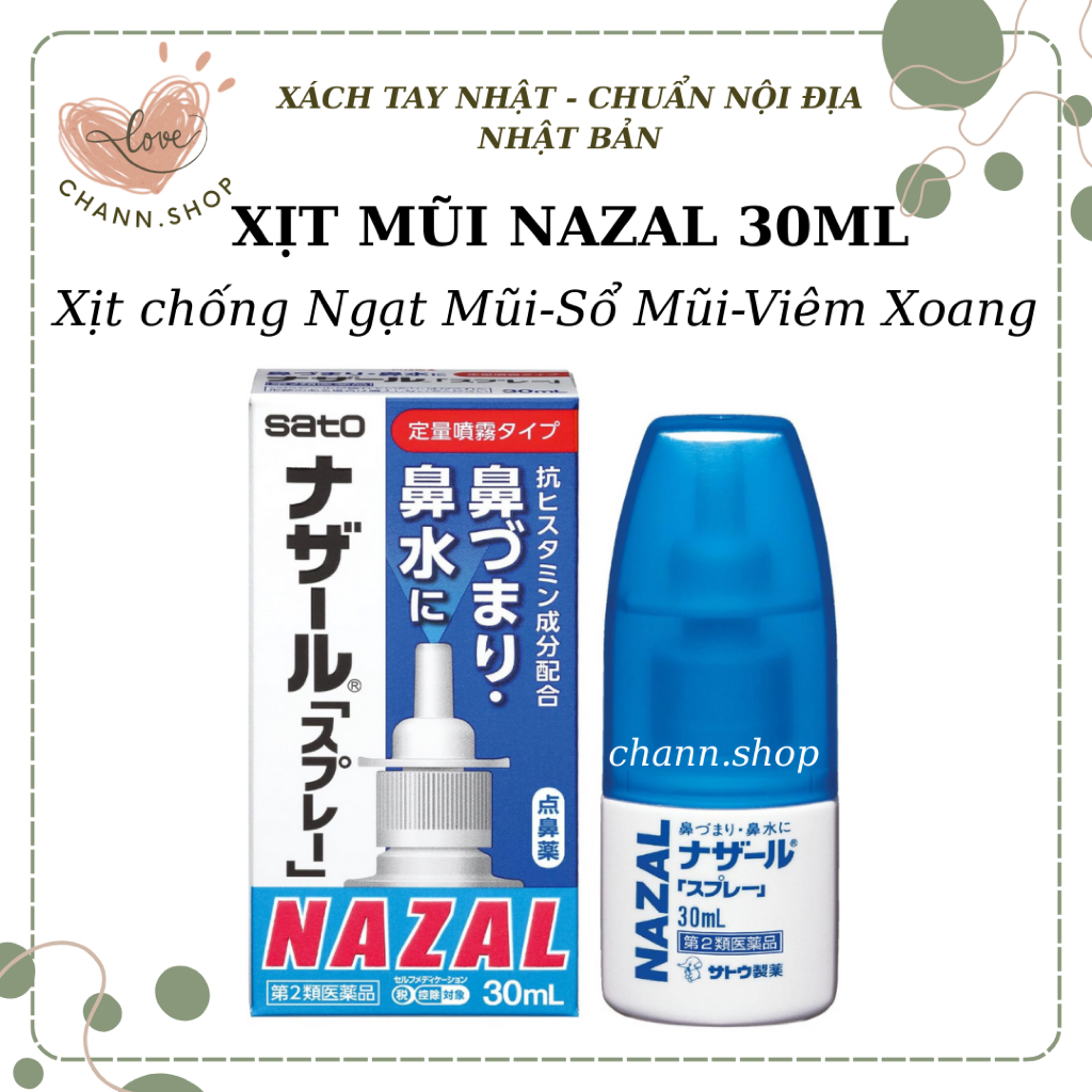 Xịt mũi Nazal Nhật Bản 30ml - Xịt chống Ngạt Mũi, Sổ Mũi, Viêm Xoang