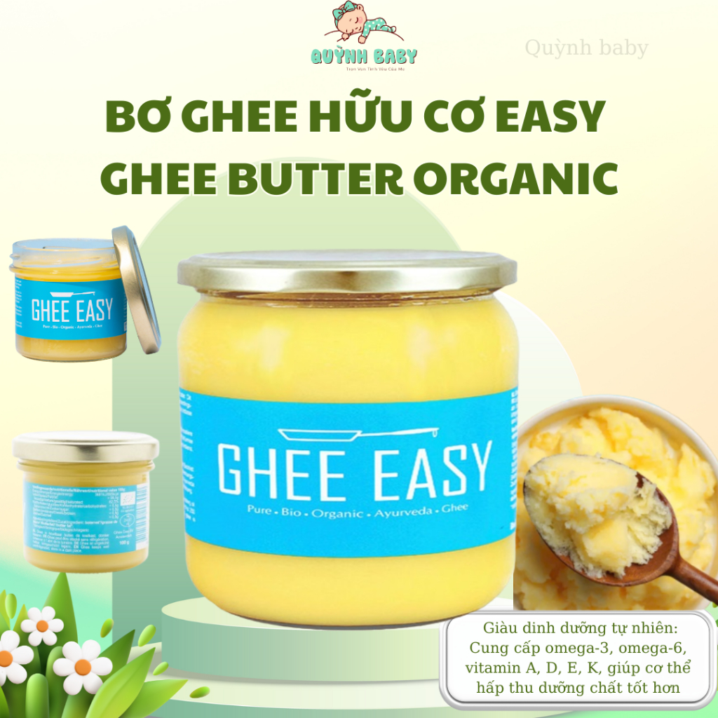 Bơ Ghee Hữu Cơ EASY – Ghee Butter Organic, Không Lactose, Giàu Dinh Dưỡng, Dành Cho Bé Ăn Dặm - Hũ 1
