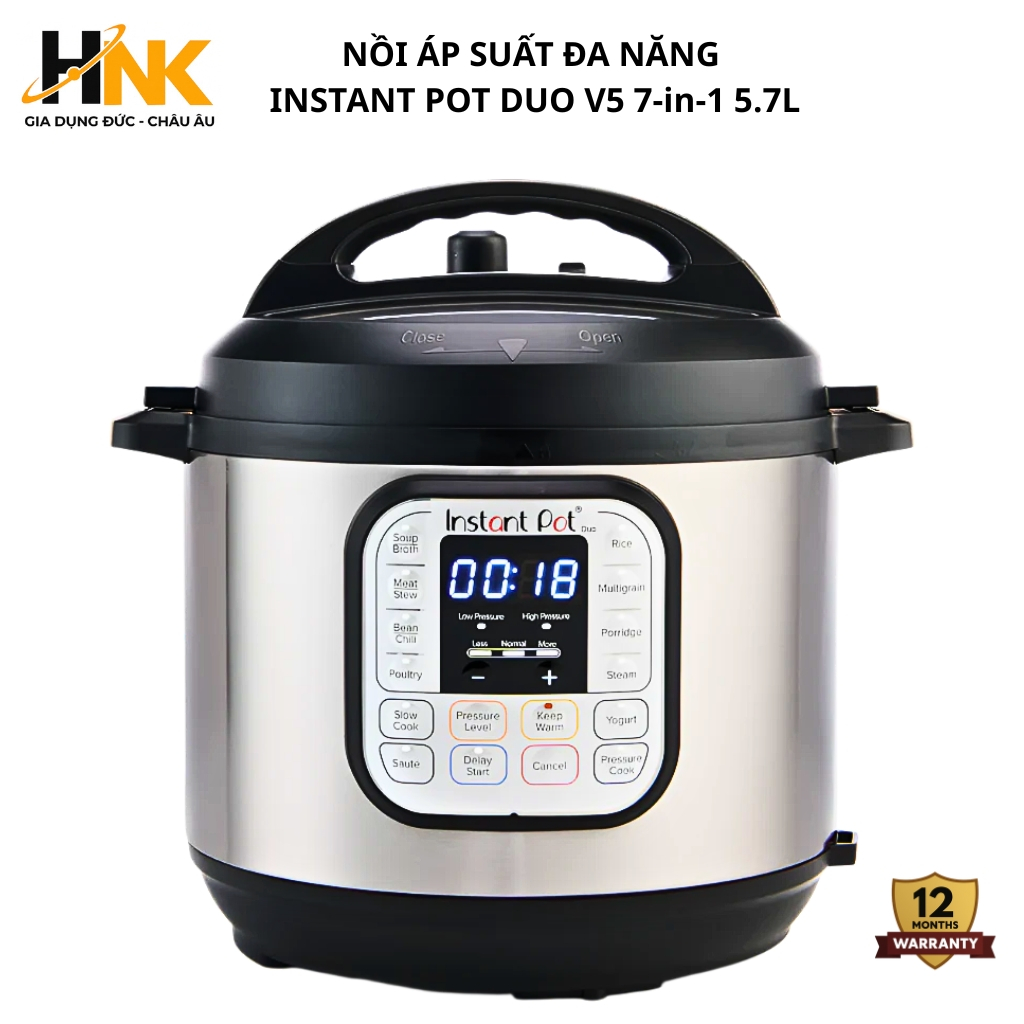 Nồi áp suất điện đa năng Instant Pot Duo 60 V5 5.7L 1000W 7In1 nấu chậm làm sữa chua. BH 12 tháng
