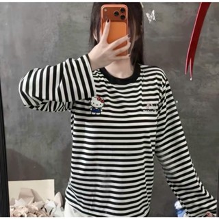 Áo thun kẻ sọc MÈOO NƠ siêu xinh tay dài phong cách Hàn Quốc CAMASTORE M356