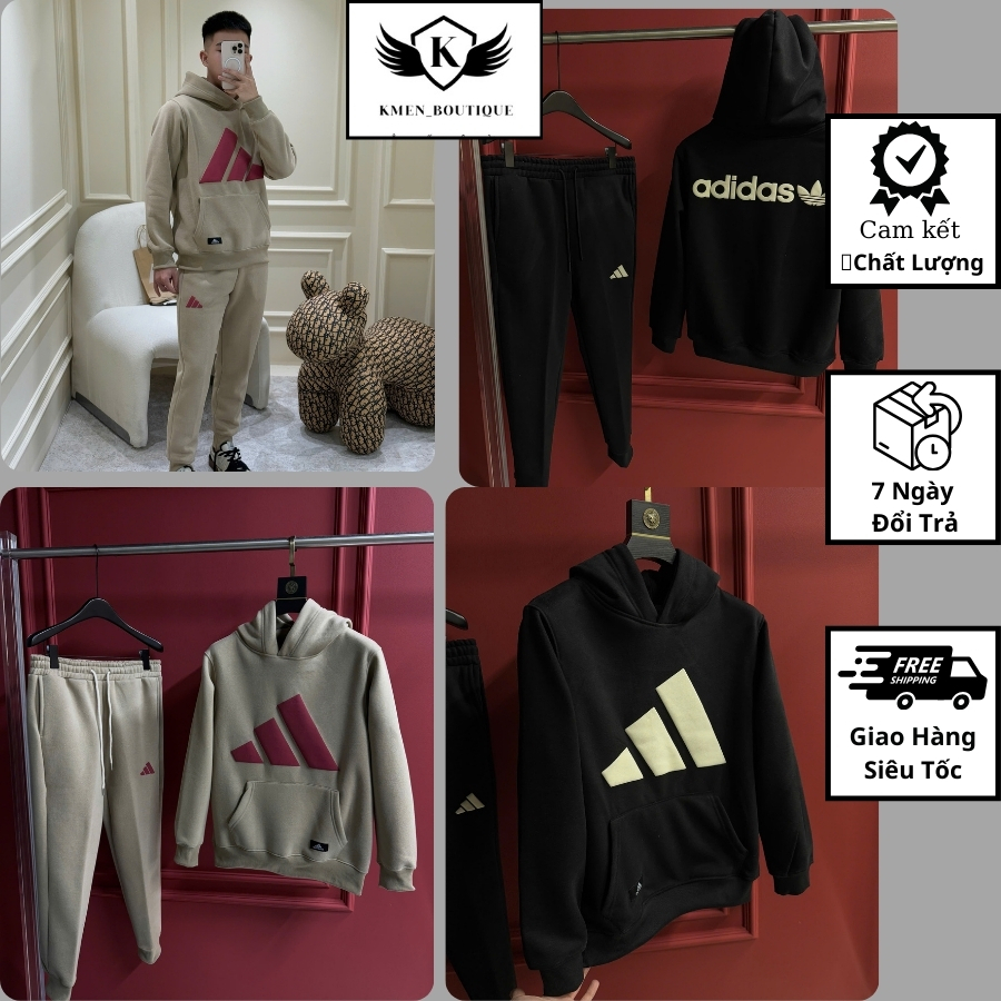 Bộ Quần Áo Huddie Nam Nữ Phối Hoạ tiết Logo Cực Hot , Bộ Quần Áo Nam Chất Liệu Nỉ Cao Cấp