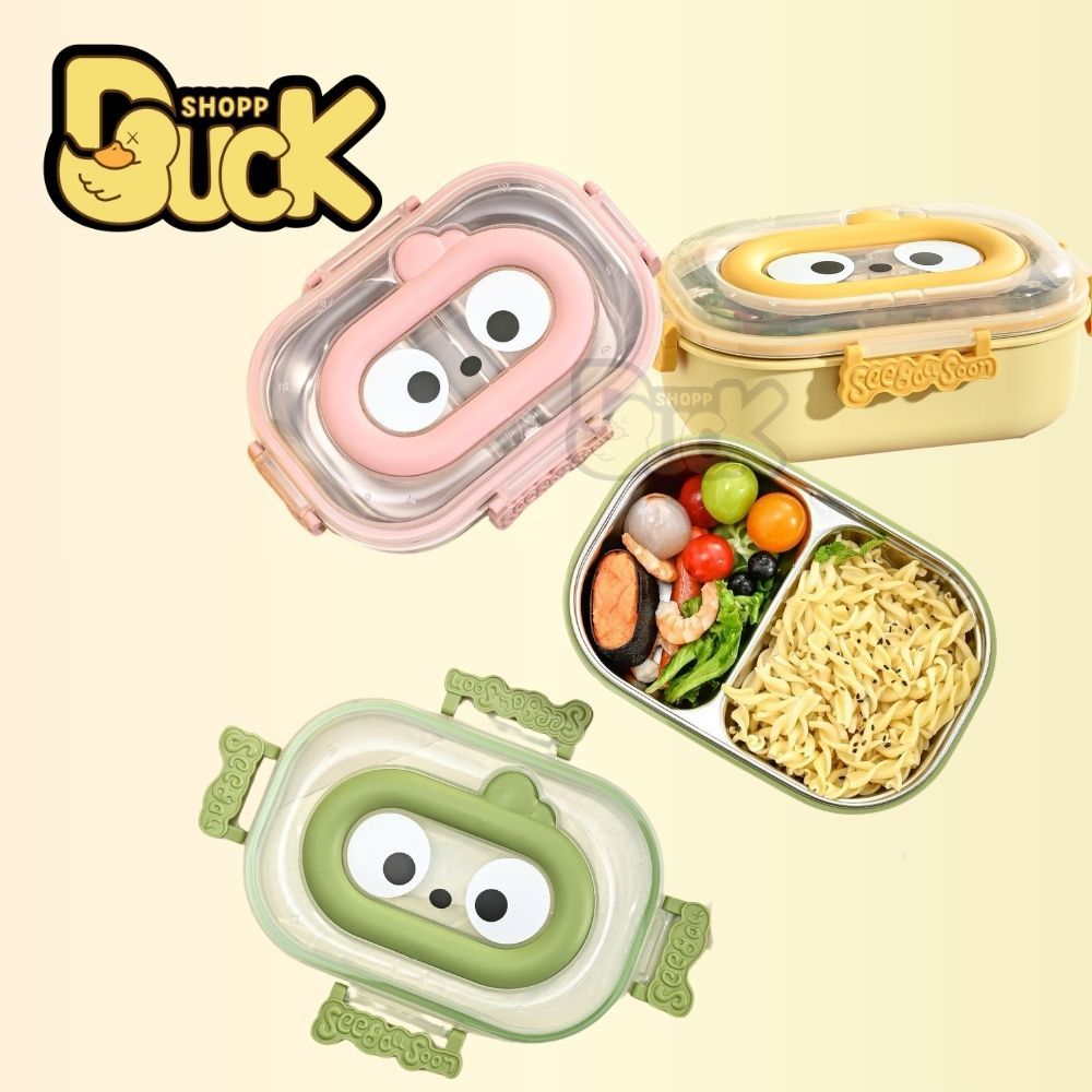 Hộp cơm giữ nhiệt 2 ngăn văn phòng 950ml - Hộp đựng cơm cute See You Soon