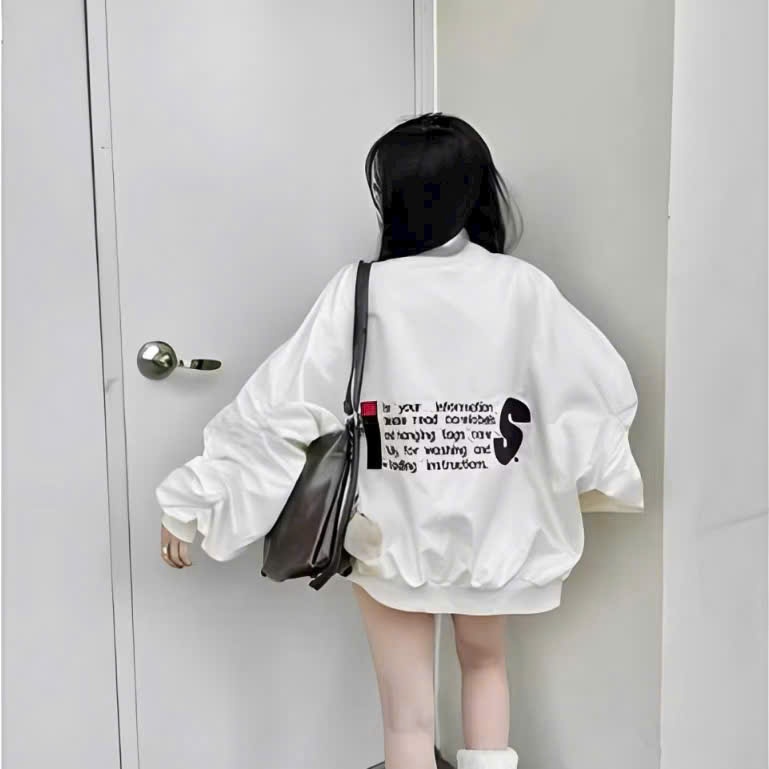ÁO KHOÁC CROPOP THÊU CÁ TINH SAU LƯNG
