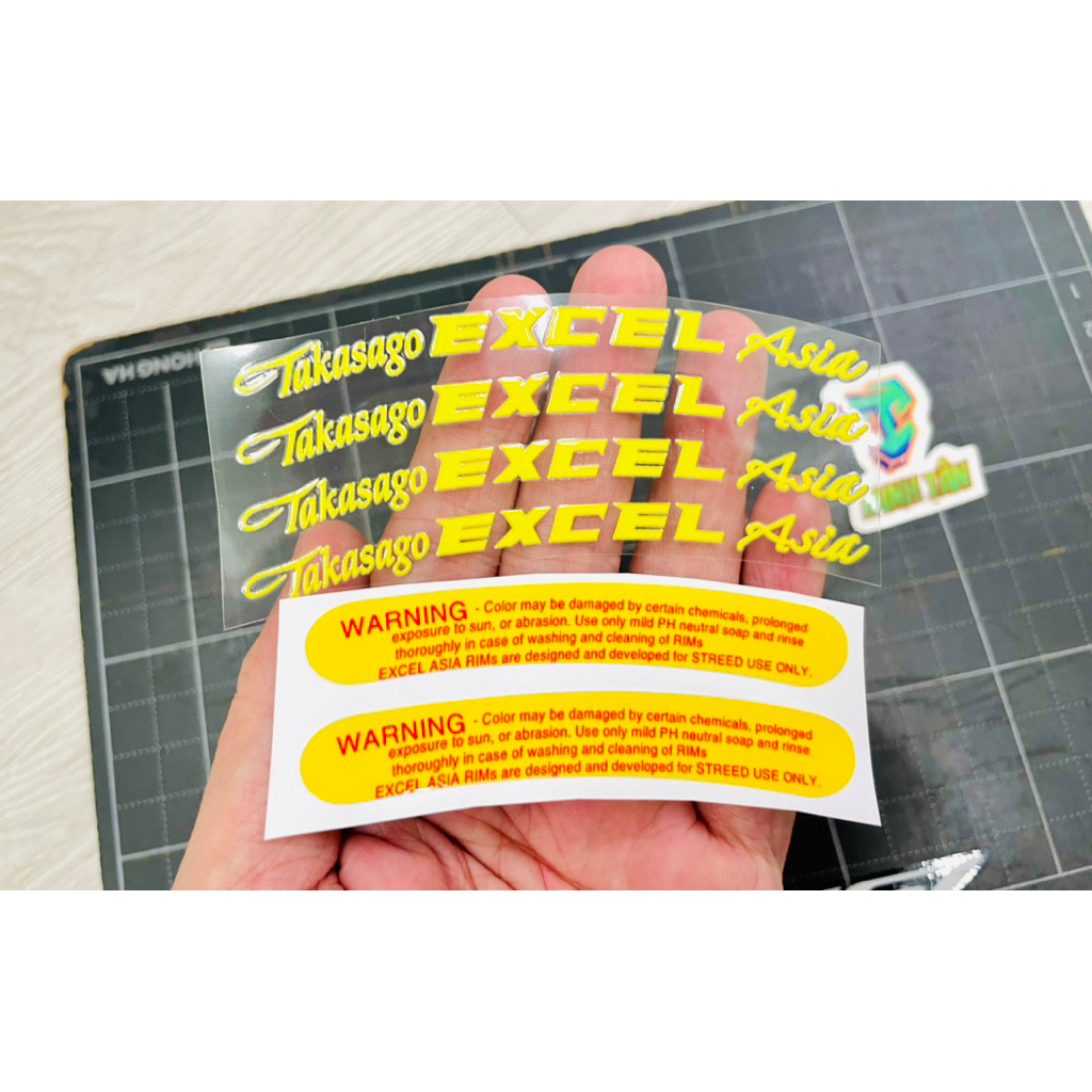 Tem Excel Asia UV DTF dán mod niềng xe, tem lột (1 bộ 6 tem)