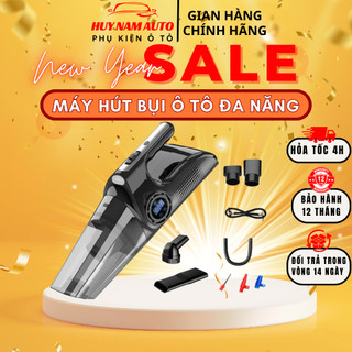  Máy hút Bụi Cầm Tay Đa Năng 4 Trong 1 - Hút Bụi Kết Hợp Bơm Lốp Đo Áp Suất Chiếu Sáng 
