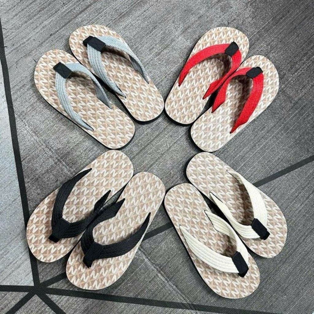 dép tông kẹp nam quai dù nền mk kem