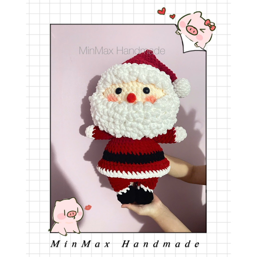[ĐỌC MÔ TẢ] Ông Già Noel Len Móc Handmade – Thú Bông Len Noel Trang Trí Giáng Sinh – Quà Tặng Noel