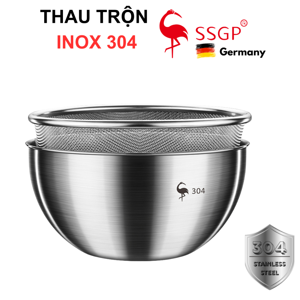 Thau Trộn Frankfurt Inox 304 SSGP - Thau inox 304 chậu rổ, thau, thau inox Thau rổ Thau inox nhỏ xô