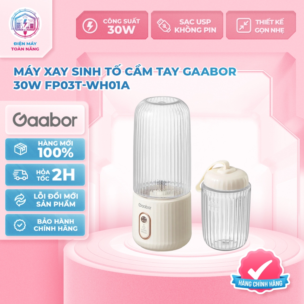 Máy Xay Sinh Tố Cầm Tay Gaabor FP03T-WH01A – Thiết Kế Ergonomic - Công Suất 30W - Chính Hãng