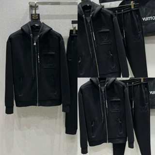  Bộ Quần áo dài tay nam thu đông cao cấp bản li vơ thũ thêu ngực túi đen 2 kiểu chữ cam thêu ngực phối màu xịn xò boy phố 