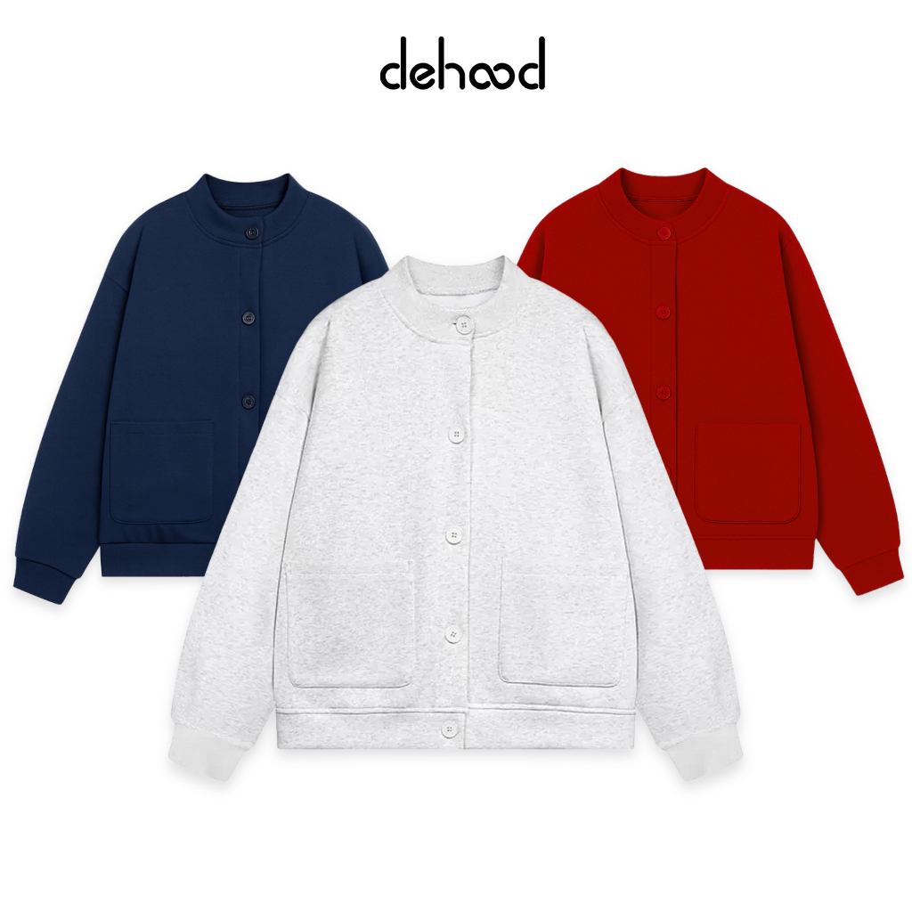 Áo khoác Cardigan trơn Local Brand Dehood chất Nỉ cotton 2 da Unisex basic