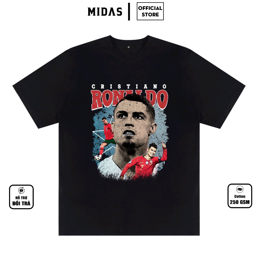 Áo Thun Ronaldo, Áo Thun In Hình Ronaldo Cho Fan Hâm Mộ Chất Vải Cotton Mềm Mại, Co Giãn 4 Chiều