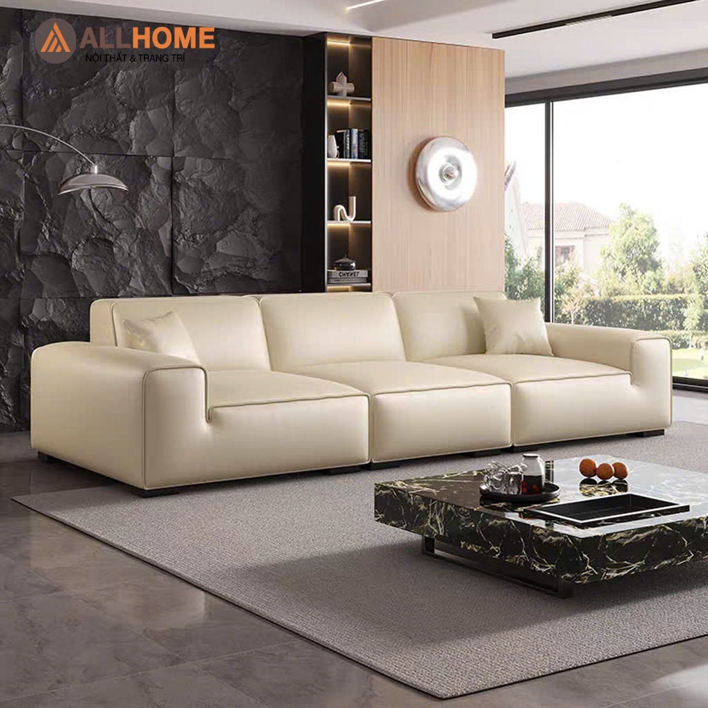 Sofa Da Cao Cấp Phong Cách Ý AL10 ALLHOME Decor Phòng Khách, Ngủ, Homestay