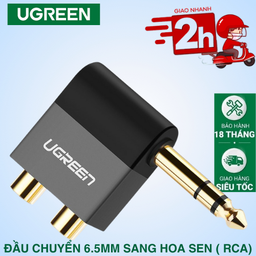 Đầu chuyển AV 6.35mm sang 2RCA Ugreen Chính Hãng - Bảo Hành 18 Tháng
