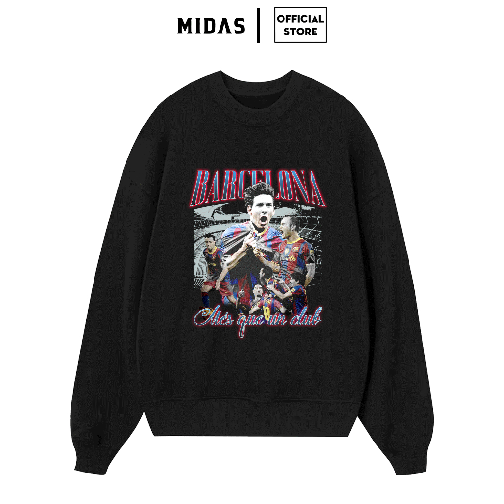 Áo Sweater Barca, Áo Nỉ Sweater Barcelona Chất Nỉ Bông 350 GSM, Dày Dặn, Form Oversize Nam Nữ