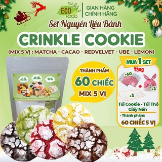  Set làm bánh Crinkle Cookie - EcoFood nguyên liệu làm bánh quy Crinkle Mix 5 vị thành phẩm 60 chiếc 