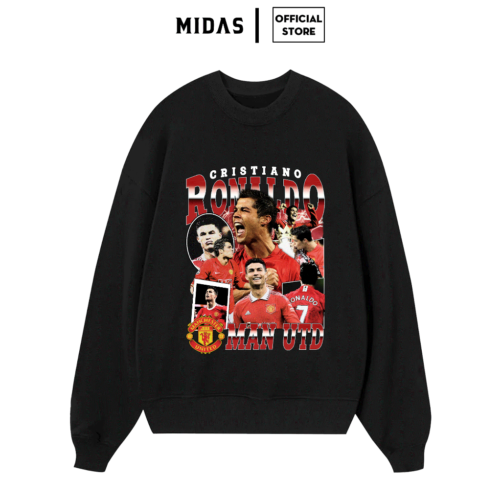 Áo Sweater Ronaldo, Áo Nỉ Ronaldo Man United Chất Nỉ Bông 350 GSM, Dày Dặn, Nam Nữ Mặc Được