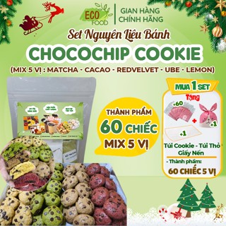  Set làm bánh Chocochip Cookie Mix 3 vị 60 Chiếc - Nguyên liệu làm bánh quy Socola Chip- EcoFood 