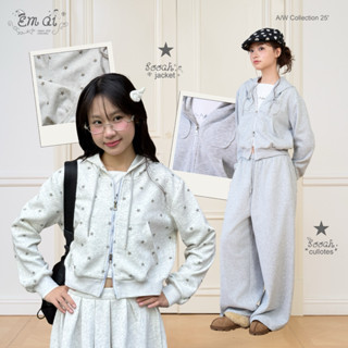  LOLLIE STUDIO - Set Áo khoác croptop khoá zip 2 chiều đính angel wings  Quần nỉ ống rộng - Soo-ah Set TKP254 TKQ56 