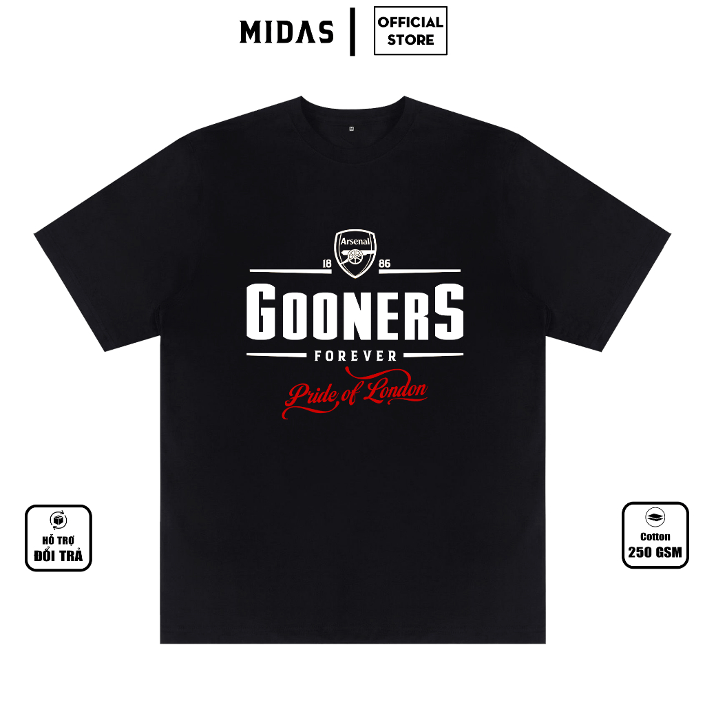 Áo Thun Arsenal, Áo Thun In Hình Arsenal Gooner Forever, Áo Thun Arsenal FC Chất Liệu Cotton Mềm Mại