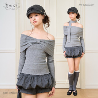  LOLLIE STUDIO - Áo len trễ vai mặc 2 kiểu kèm khăn turban Jiyoo Top TKP251 