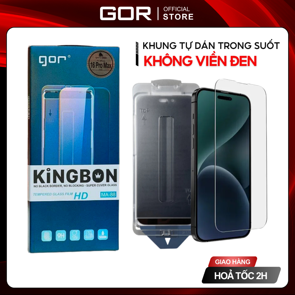 Kính cường lực iPhone Khung Tự Dán GOR ,  Không Viền Đen , TRONG SUỐT và CHỐNG NHÌN TRỘM 360 cho 14 15 16 17 PRM